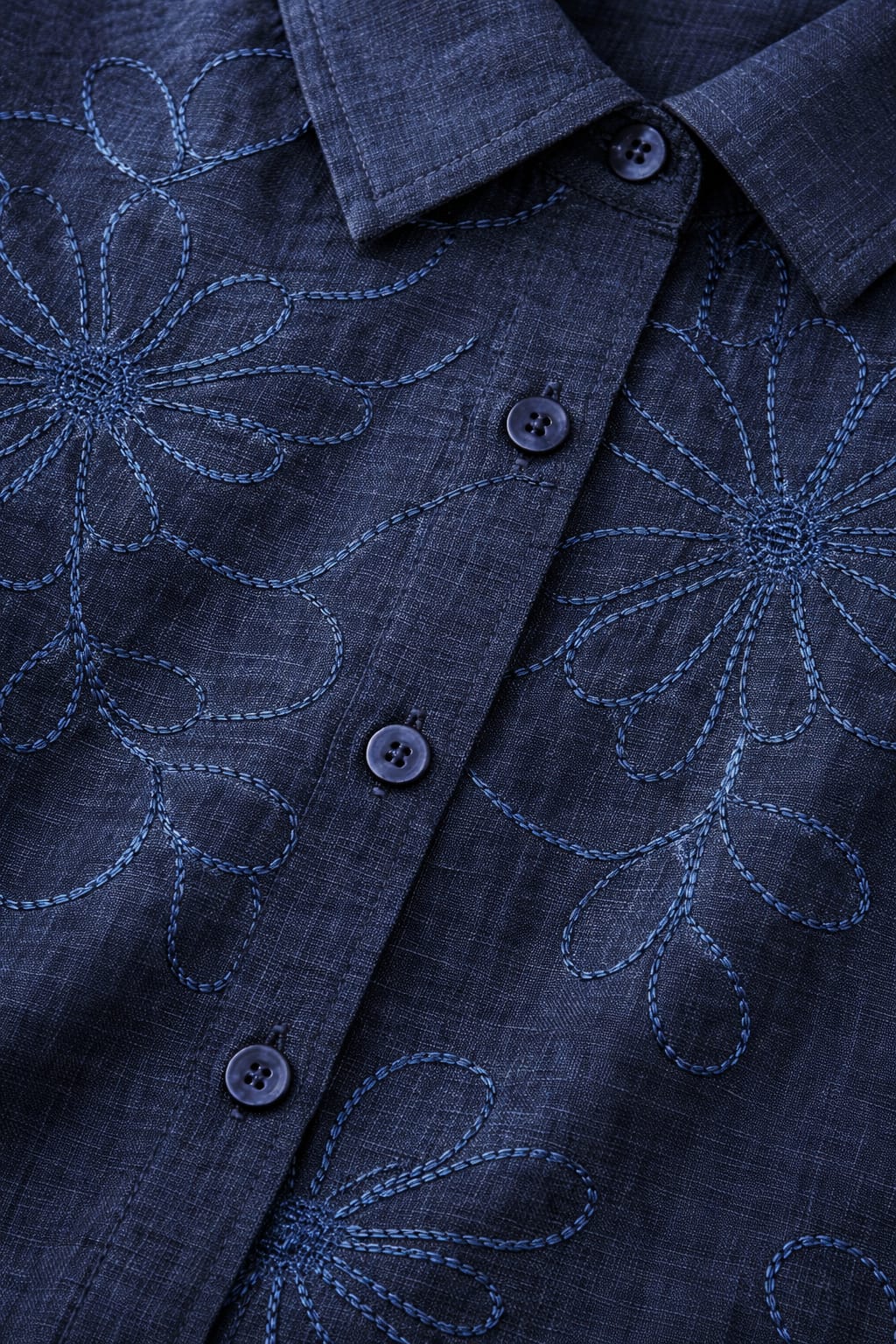 Midnight Blue Floral Cord Embroidery Co-Ord Set