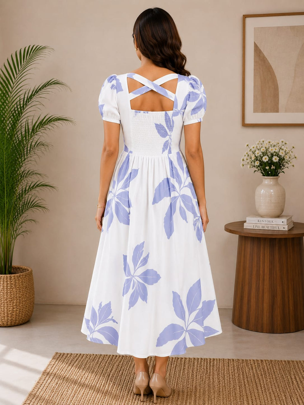 Blue Petal Breeze Fit & Flare Dress