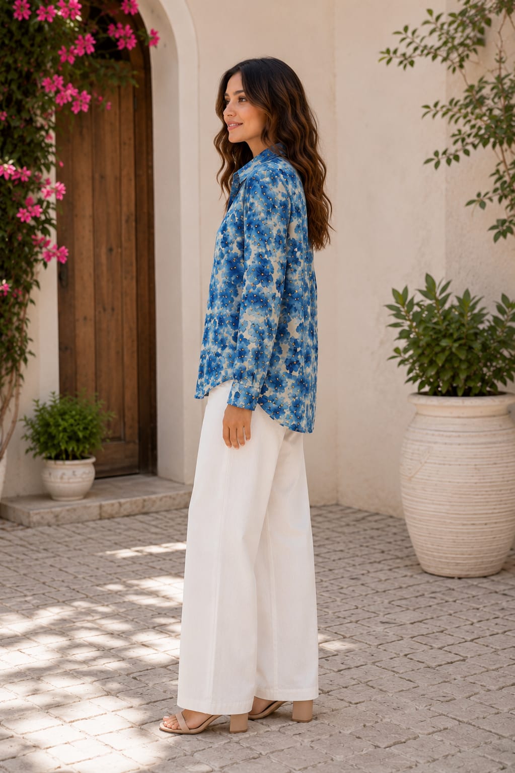 Indigo Bloom Printed Shirt