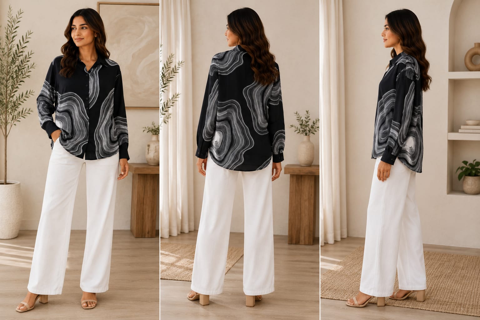 Black & White Swirl Print Shirt
