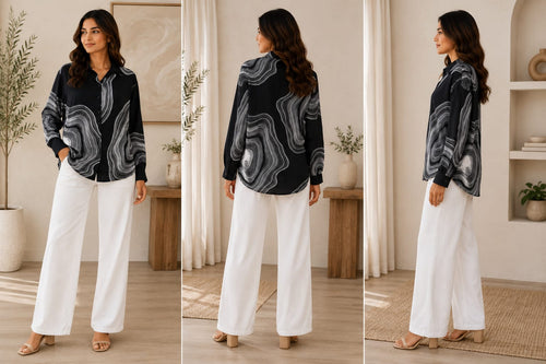 Black & White Swirl Print Shirt