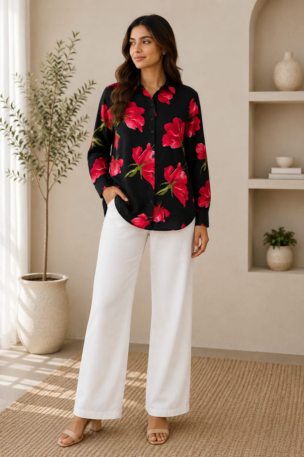 Midnight Rose Printed Shirt