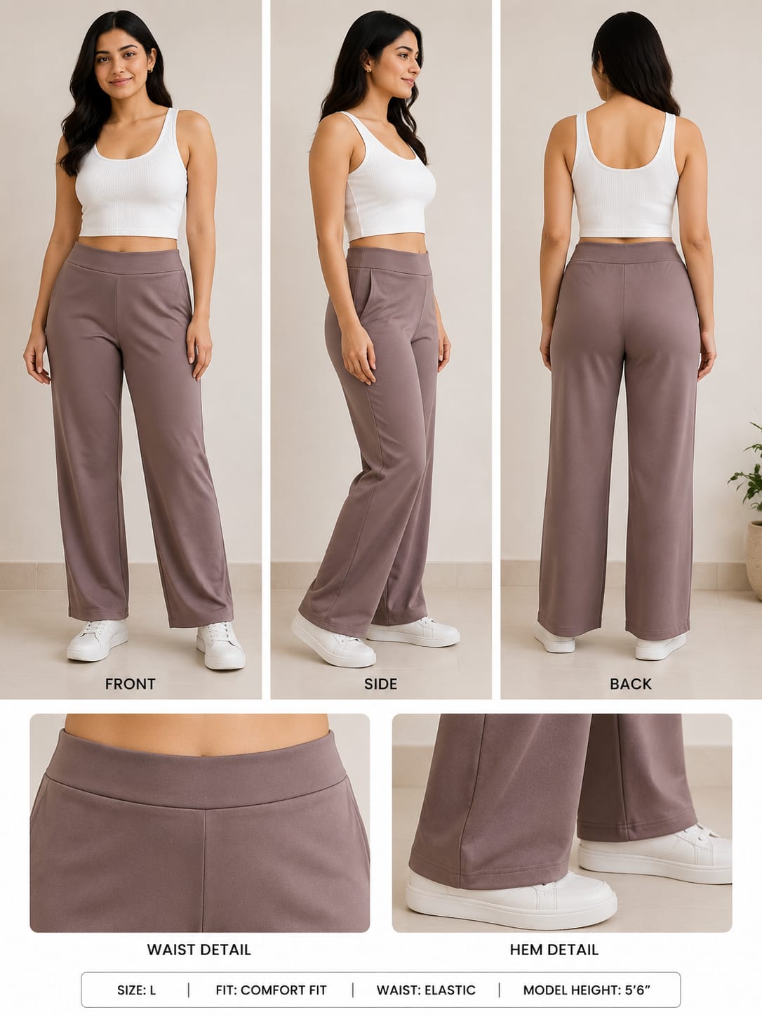 Women’s Taupe Wide-Leg Lounge Pant