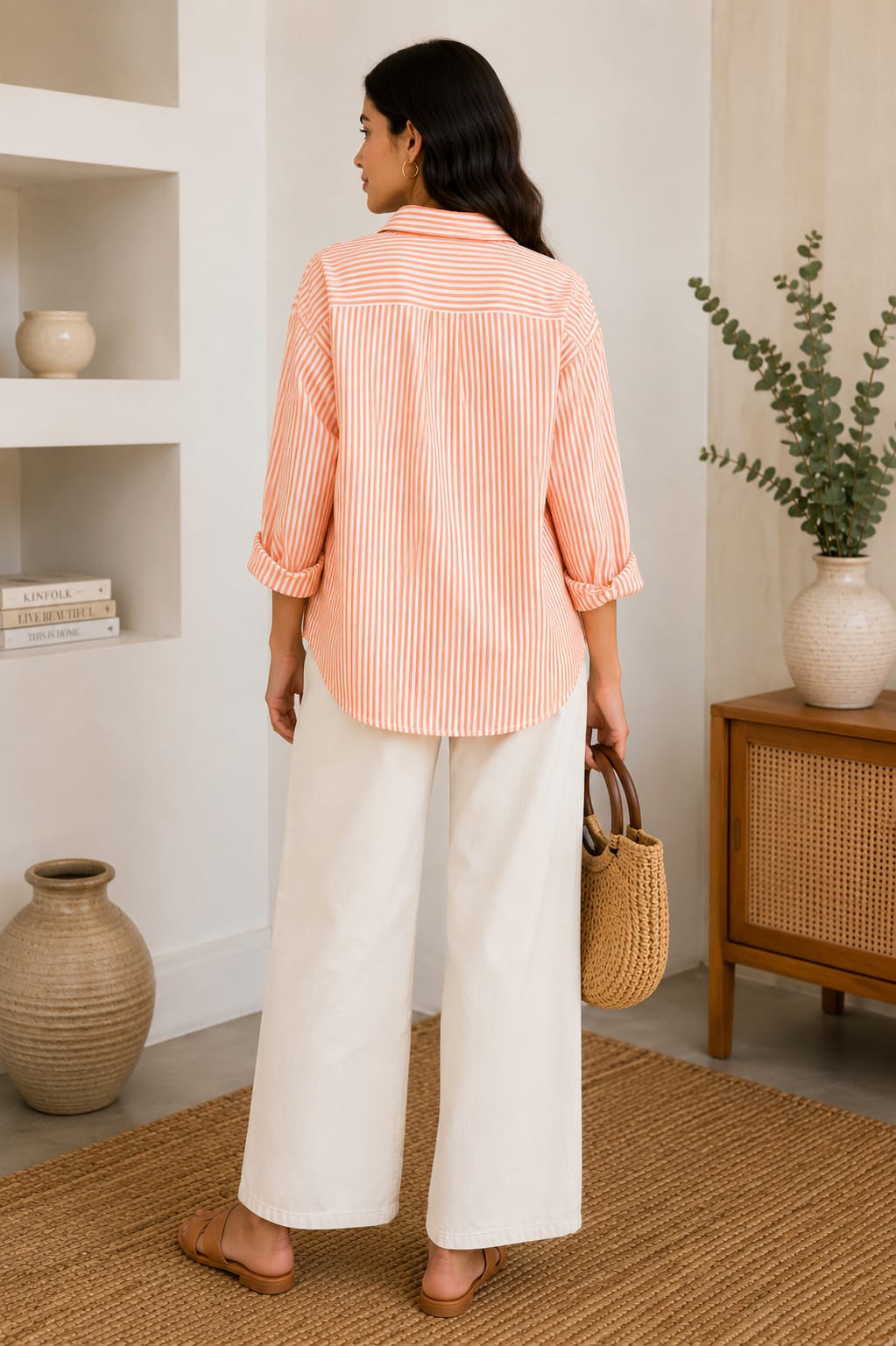 Peach Sorbet Striped Relaxed Fit Shirt