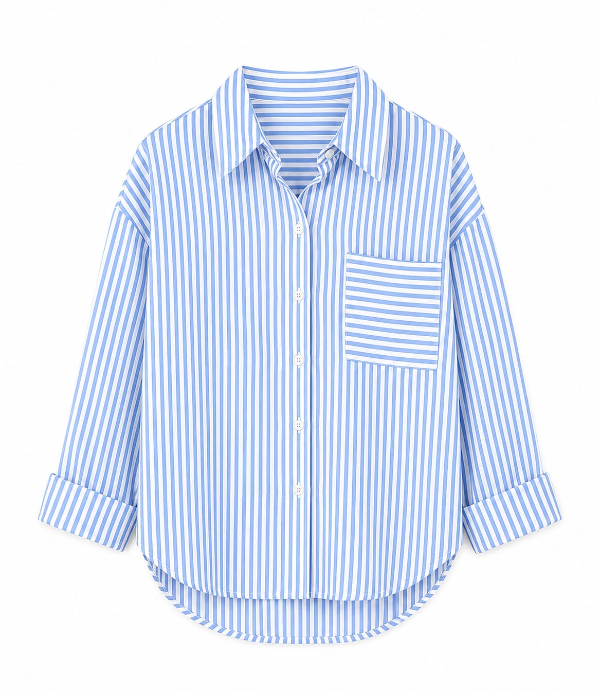 Sky Blue Striped Relaxed Fit Shirt