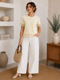 Buttercream Lace Bow Peplum Top