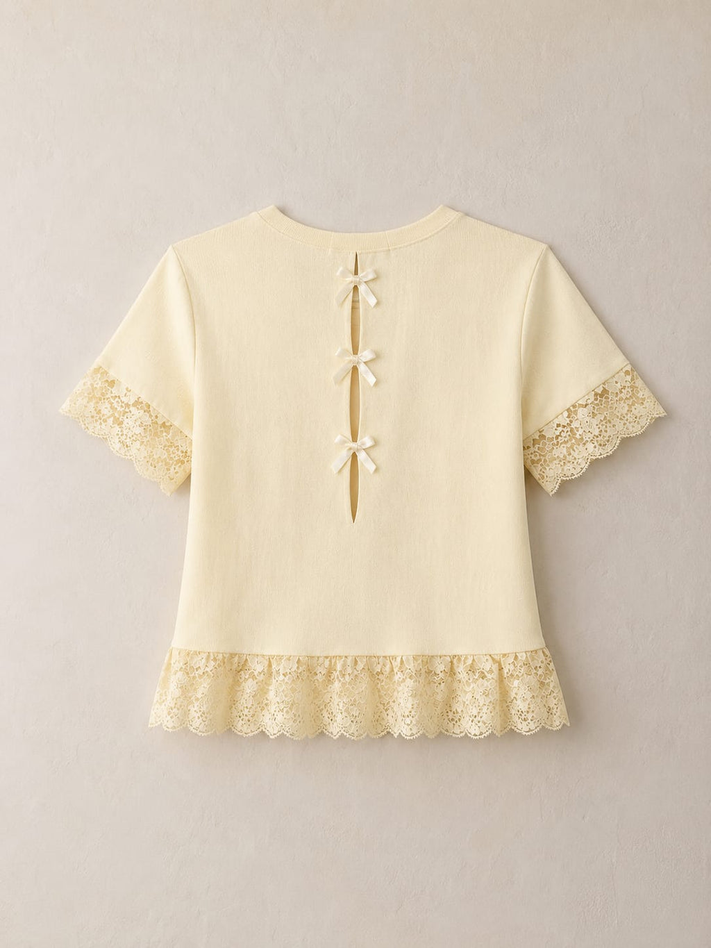 Buttercream Lace Bow Peplum Top