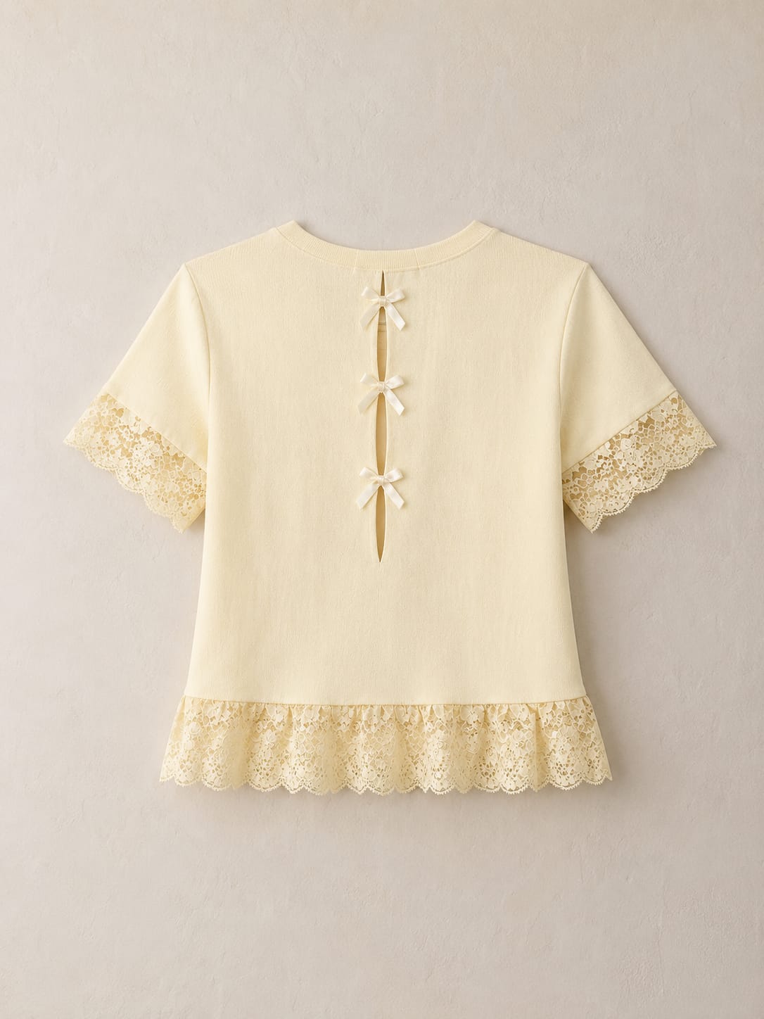 Buttercream Lace Bow Peplum Top