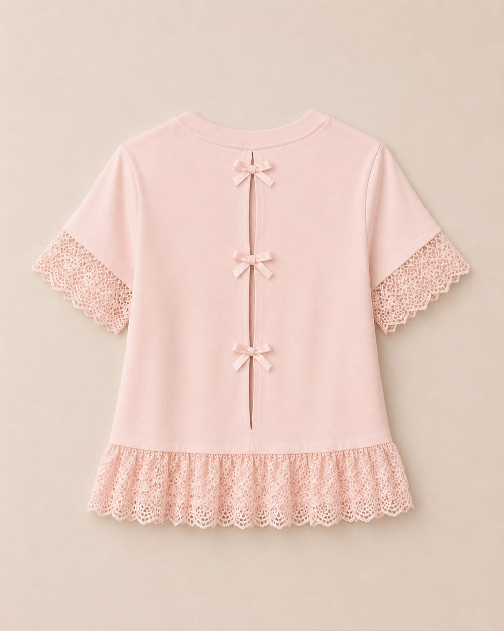 Blush Pink Lace Trim Peplum Top