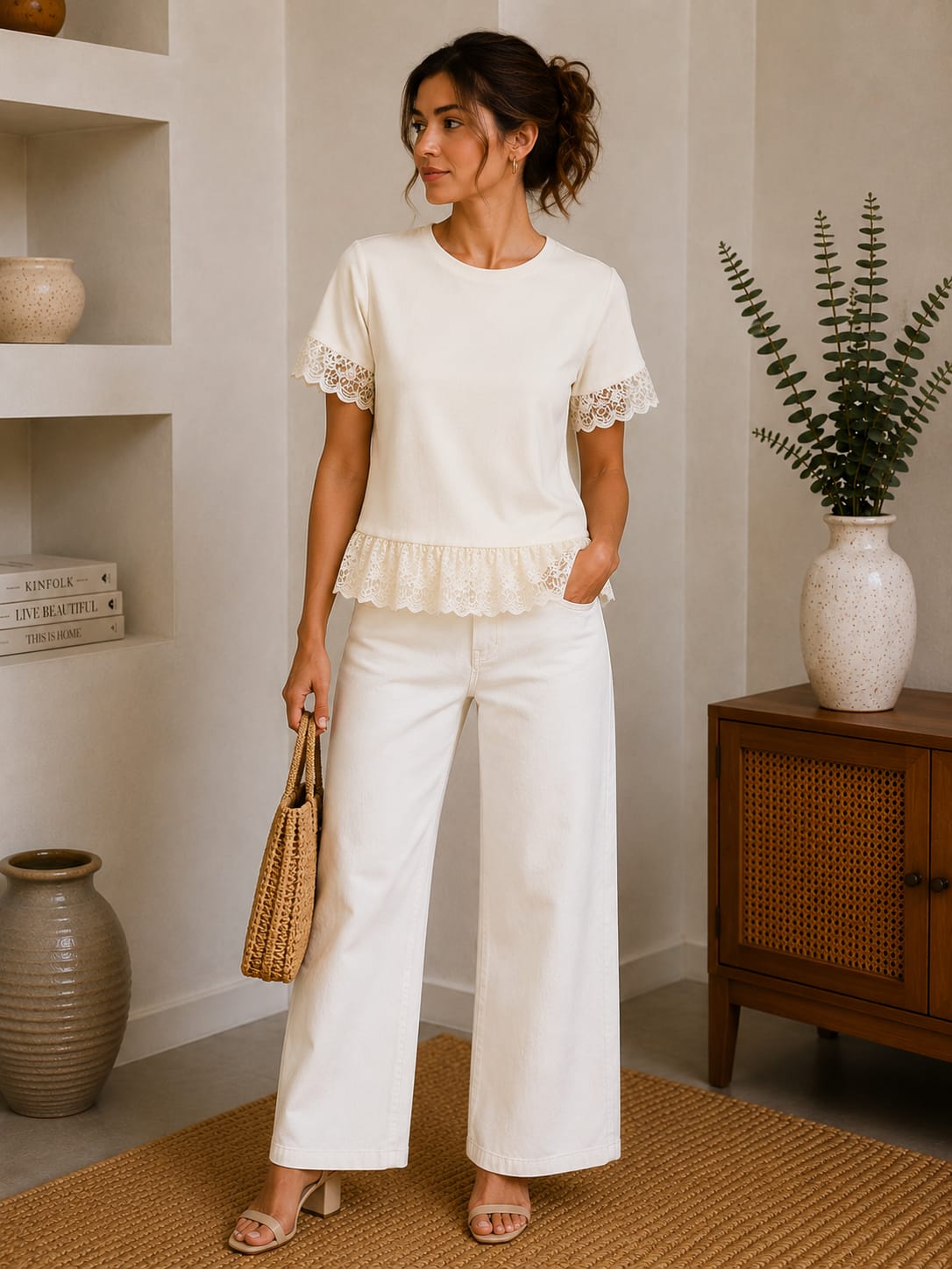 Ivory Lace Grace Peplum Top