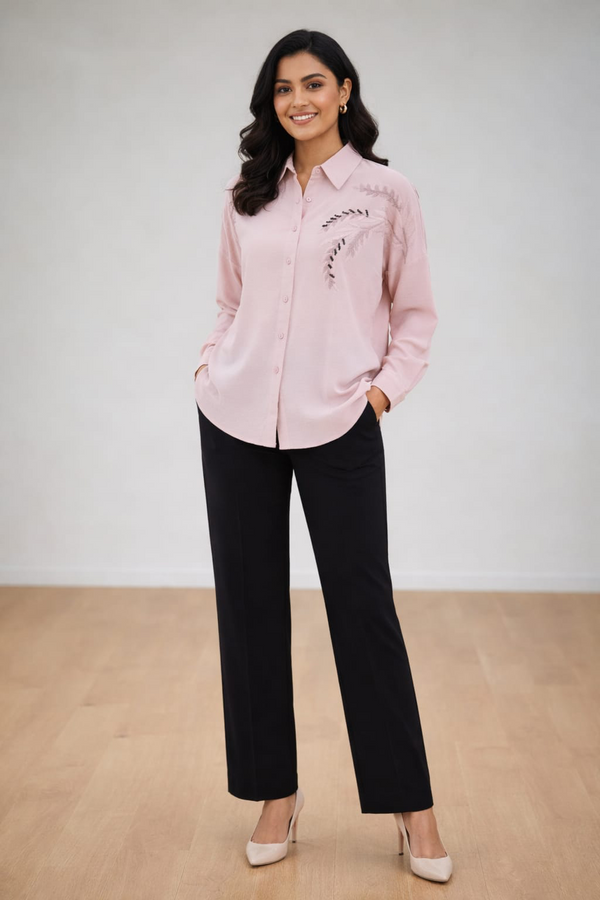 Blush Elegance Embroidered Shirt