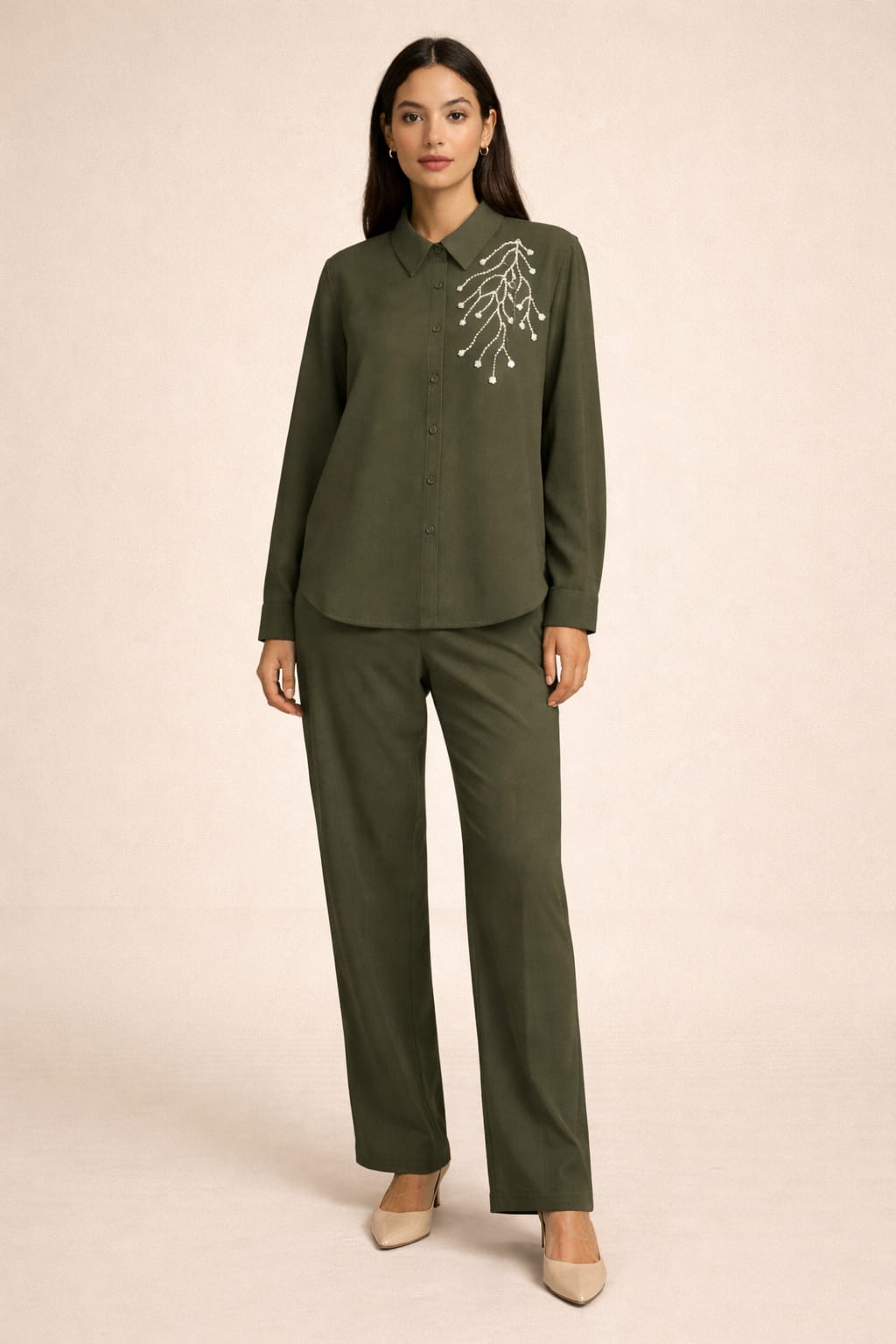 olive whisper co-ords set