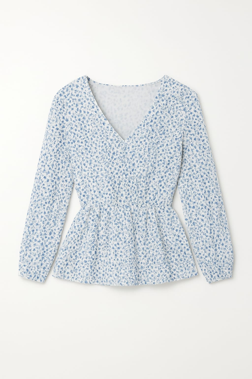 Floral Print V-Neck Peplum Top