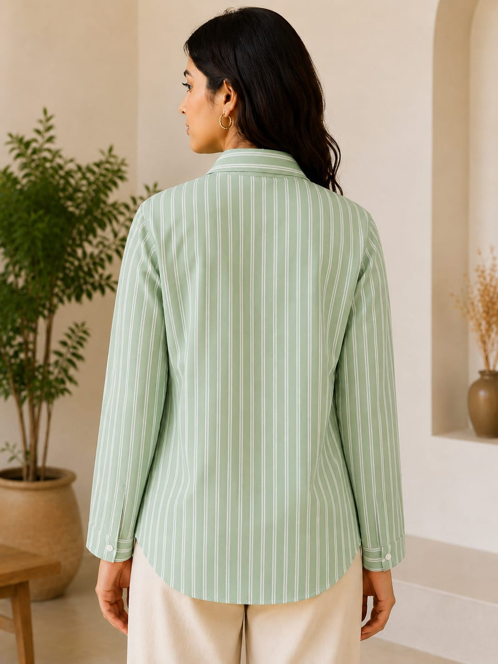 Mint Breeze Cotton Stripe Shirt