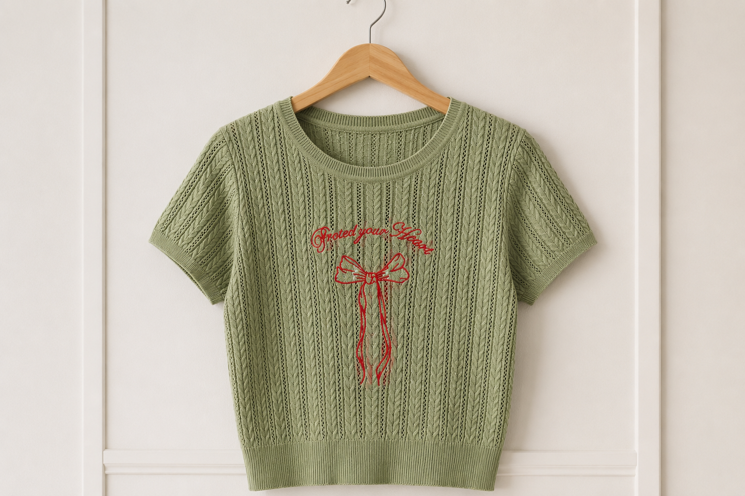 Saga Green Embroidered Knit Top