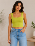 Lime Zest Ribbed Crop Tank