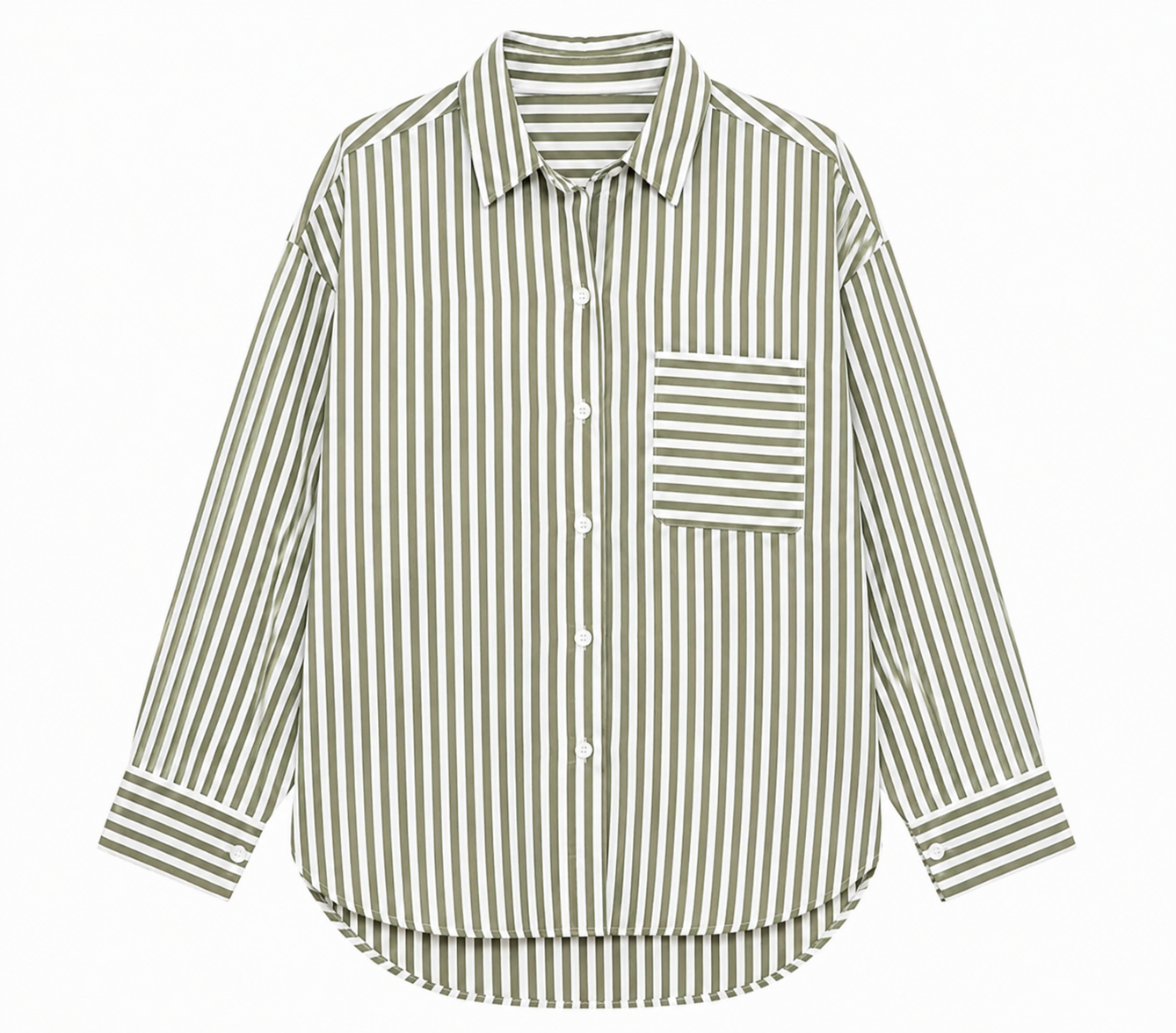 Olive Stripe Oversized Pocket Shirt