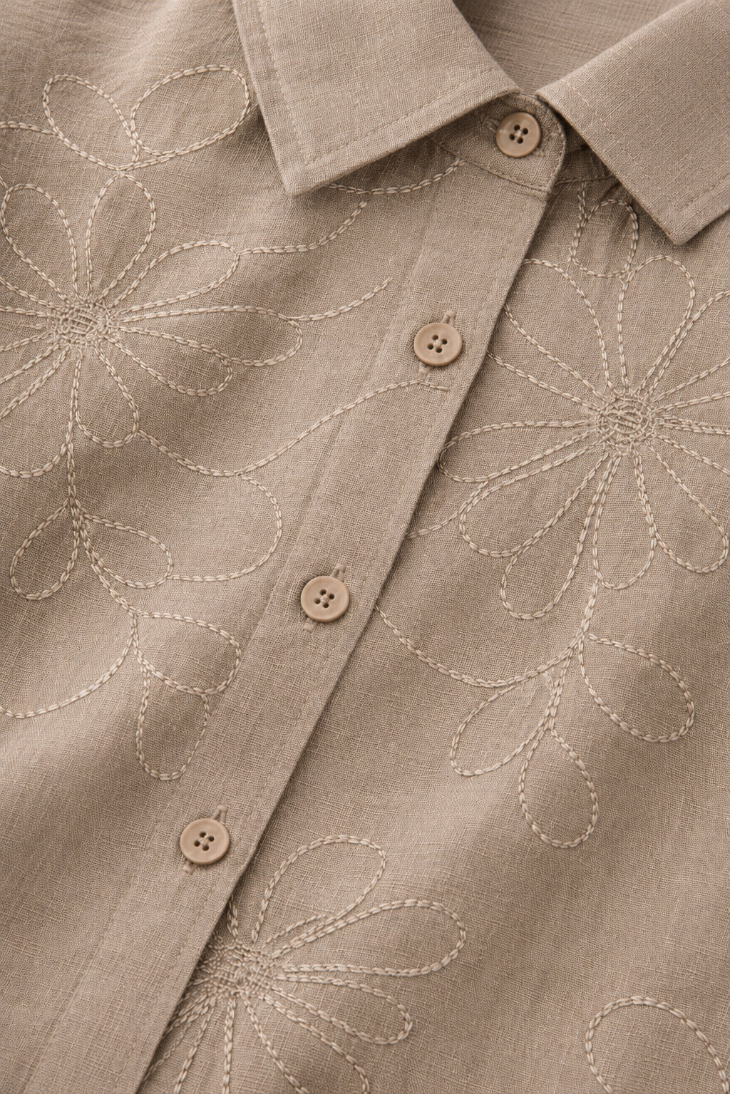Taupe Embroidered Sheer Cotton Co-ord Set
