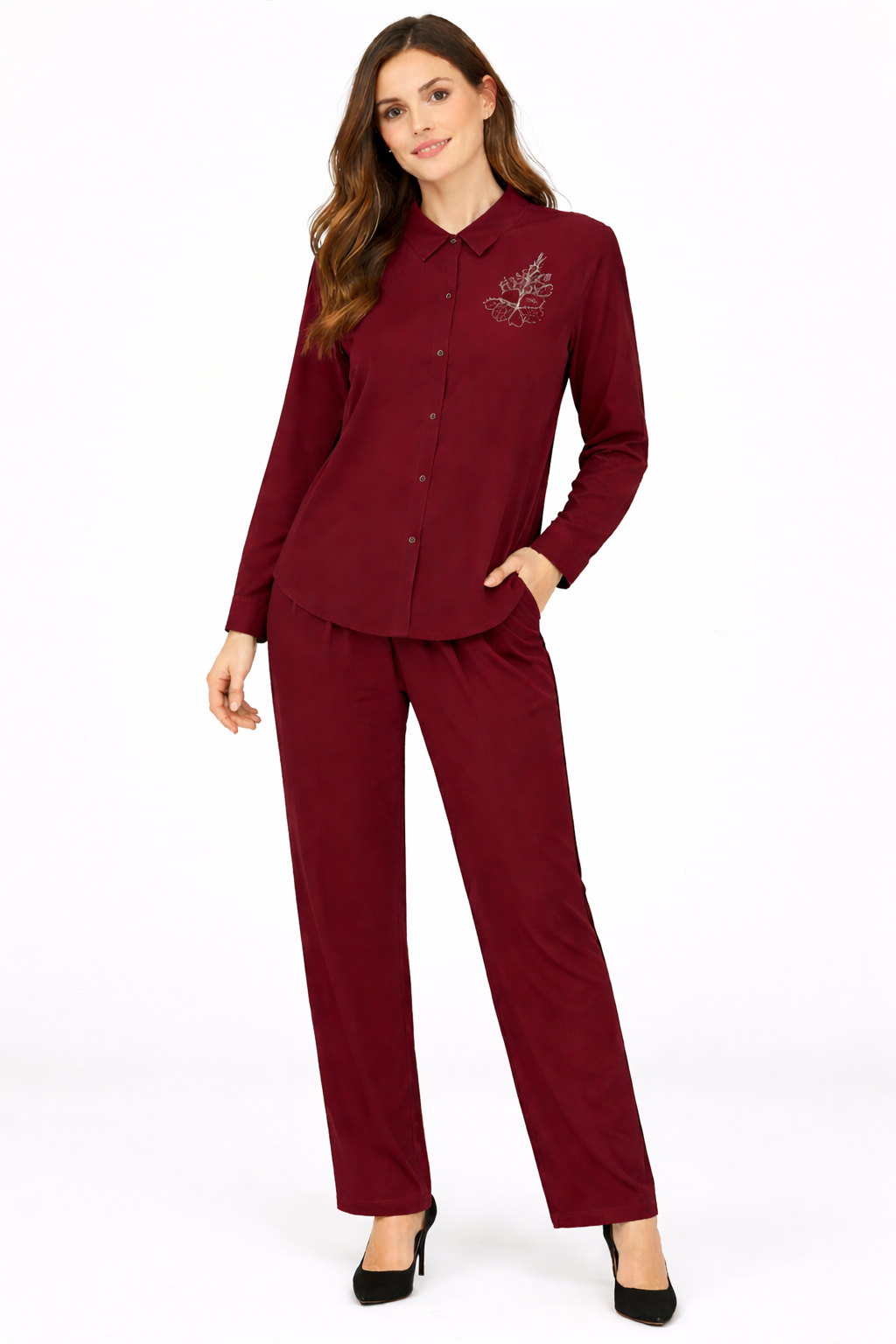 Midnight Wine Embroidered Co-Ord Set