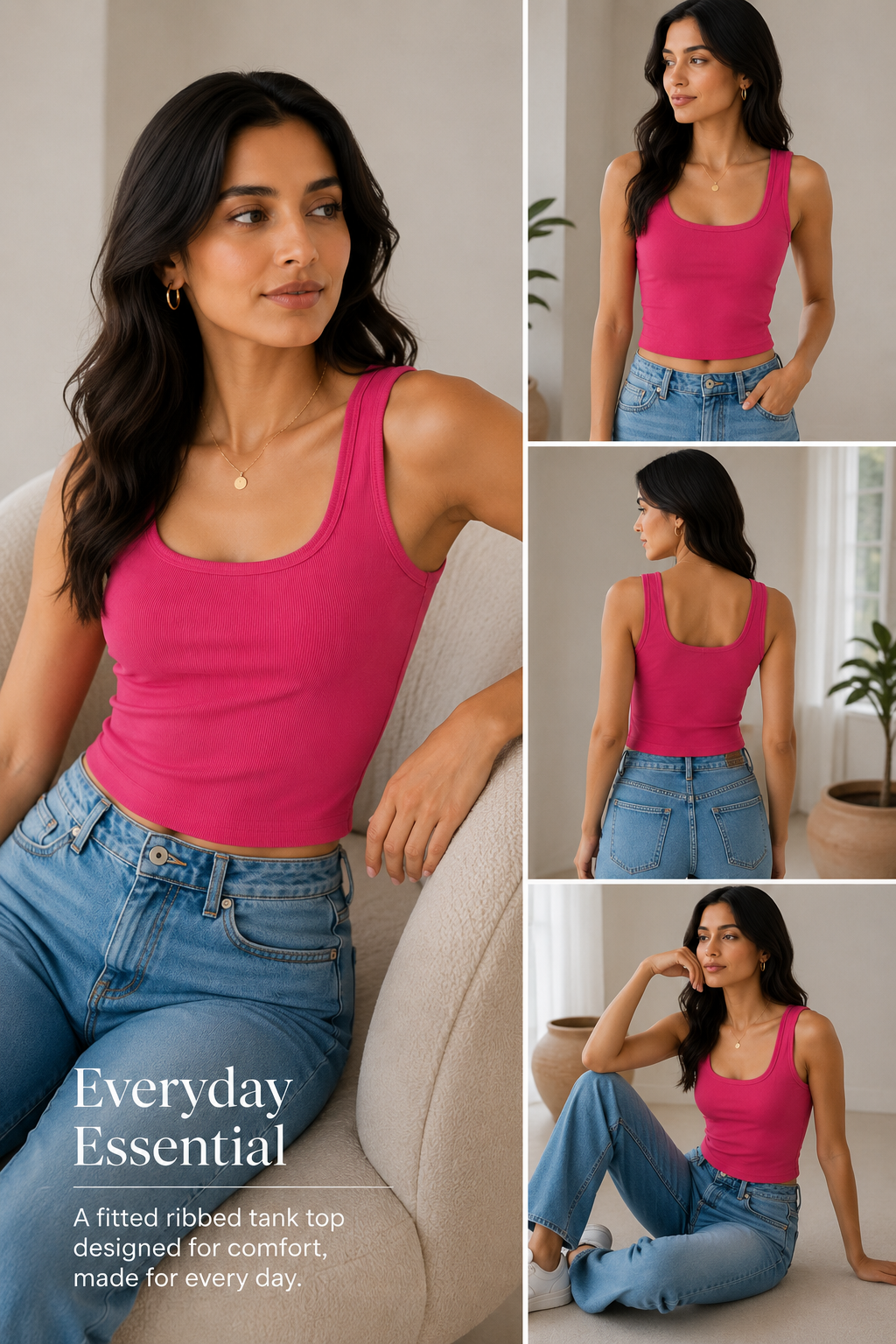 Hot Pink Scoop Tank Top