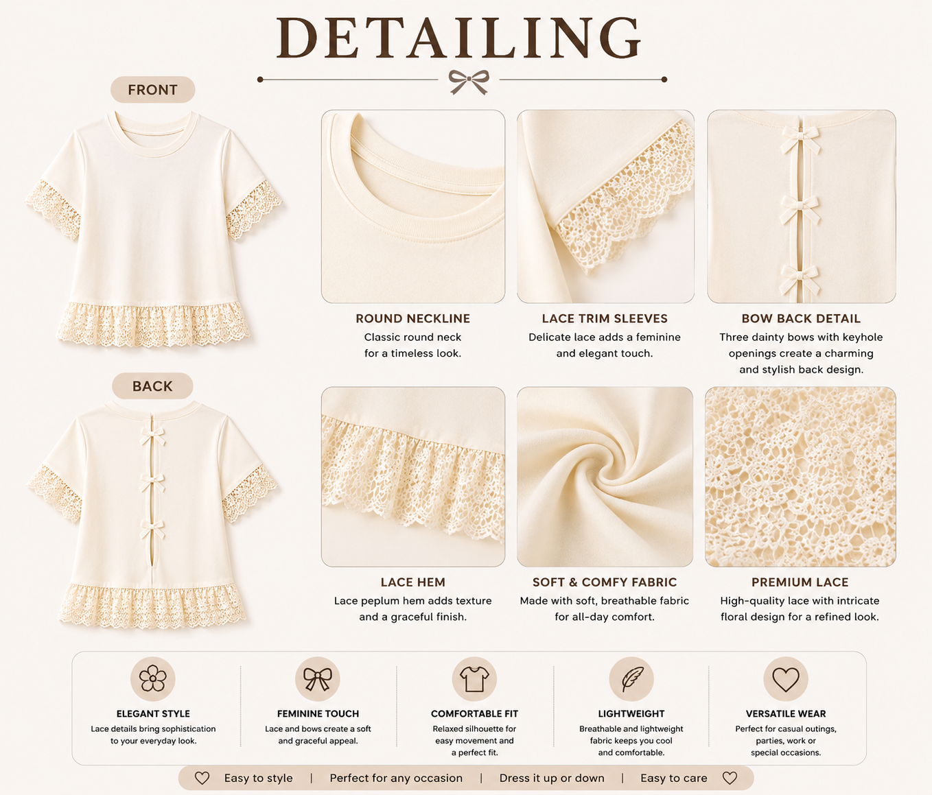Ivory Lace Grace Peplum Top