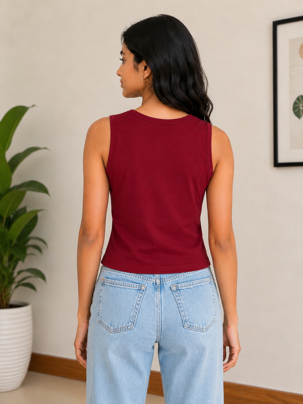 Burgundy Essential Sleeveless Tank Top