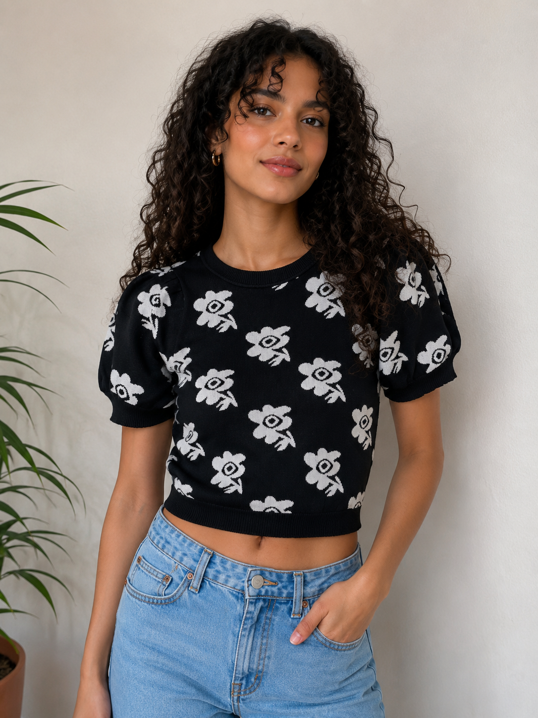 Midnight Bloom Knit Top