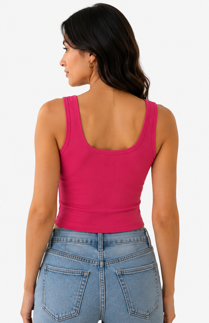 Hot Pink Scoop Tank Top