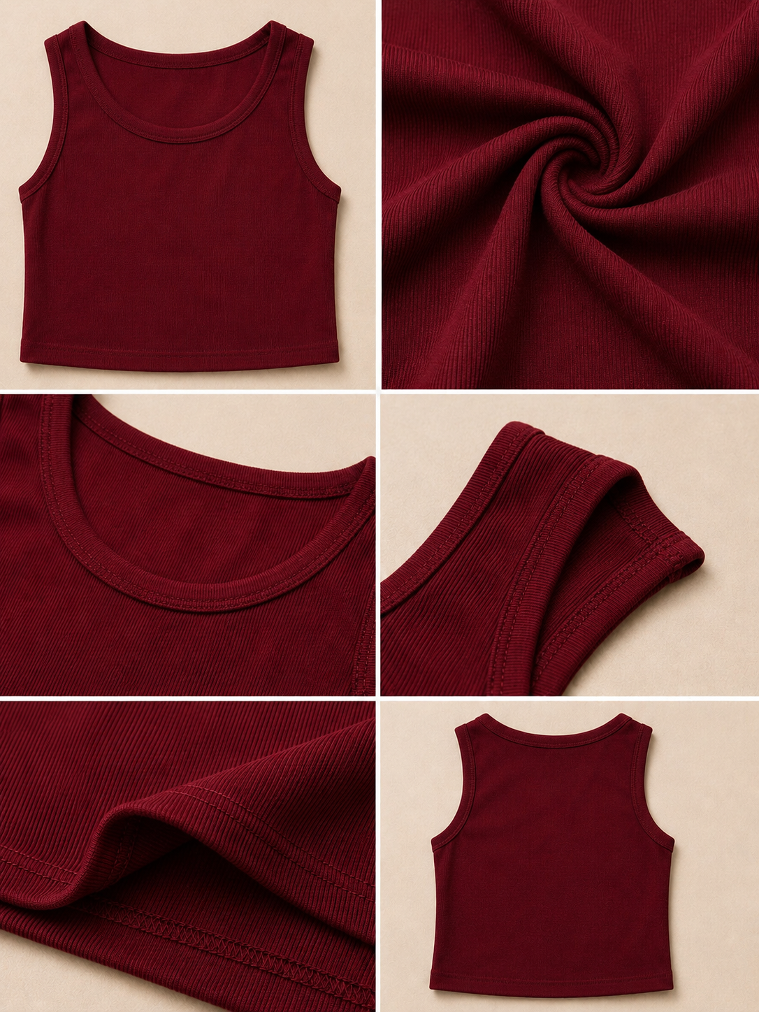 Burgundy Essential Sleeveless Tank Top