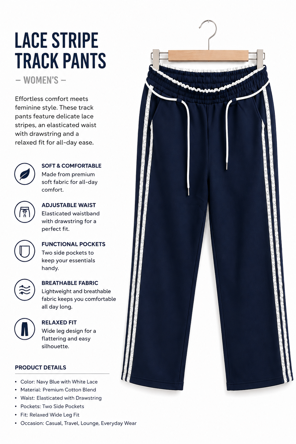 Midnight Navy Stripe Lounge Pants