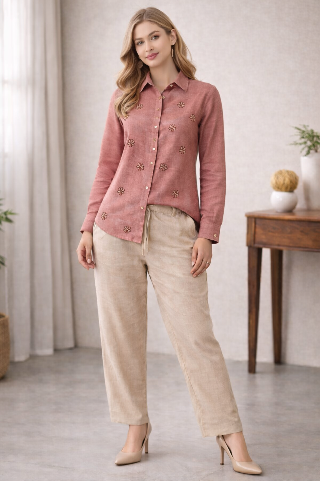 Blush Bloom Linen Co-Ord Set