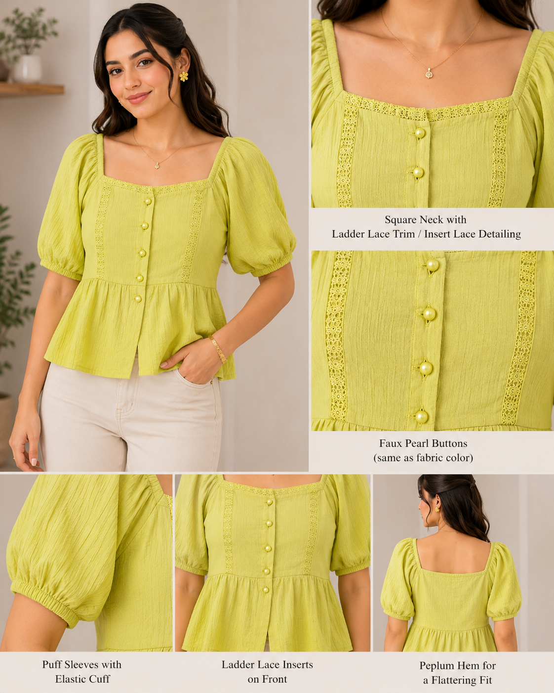 Lime Grace Peplum Top