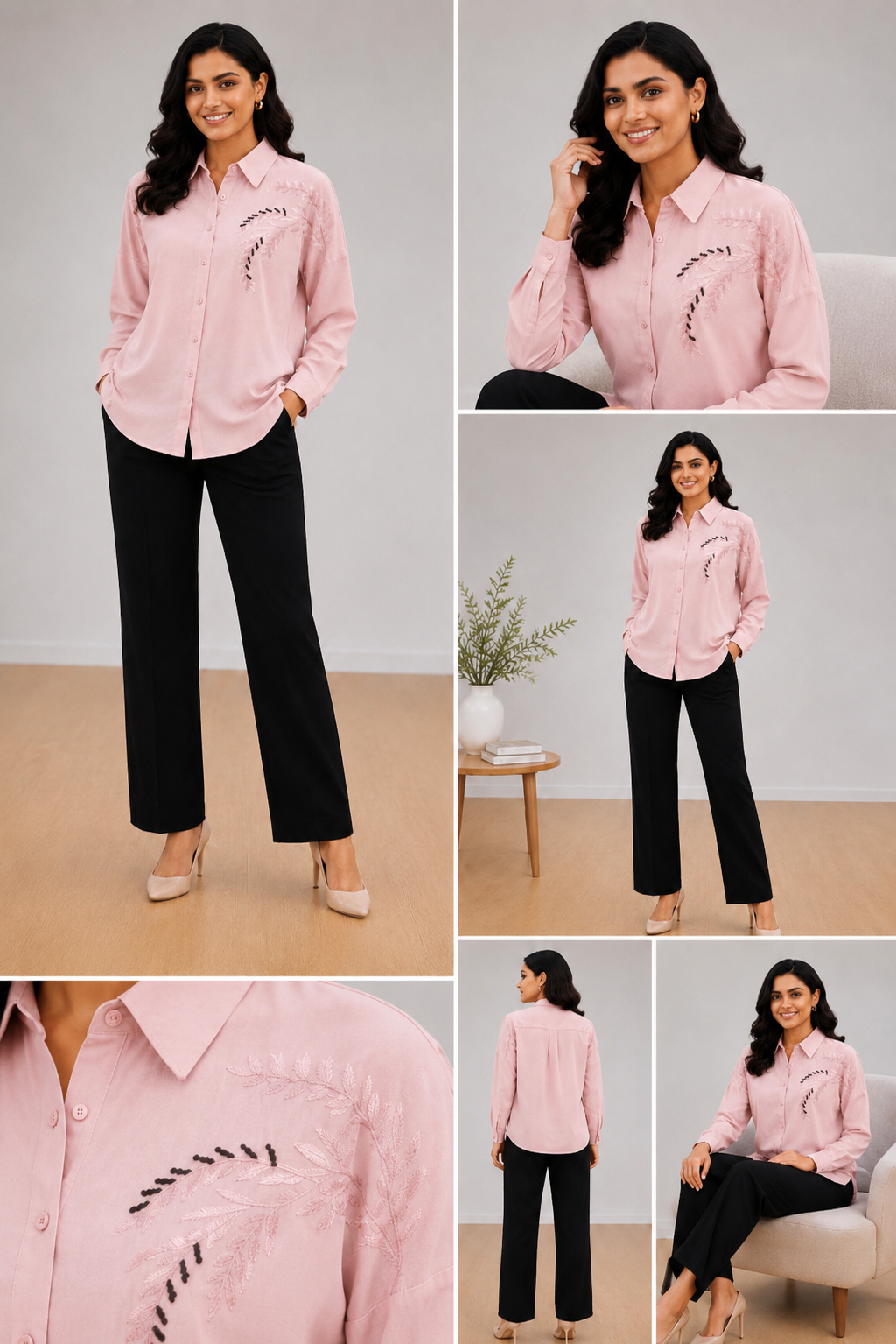 Blush Elegance Embroidered Shirt