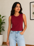 Burgundy Essential Sleeveless Tank Top