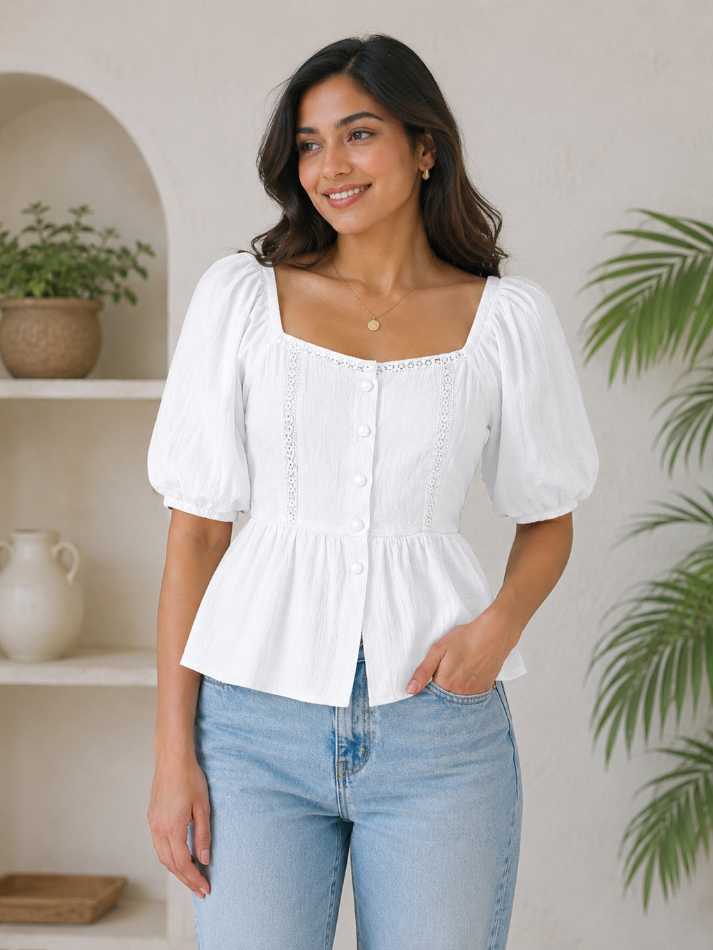 Dewdrop Charm Paplum Top
