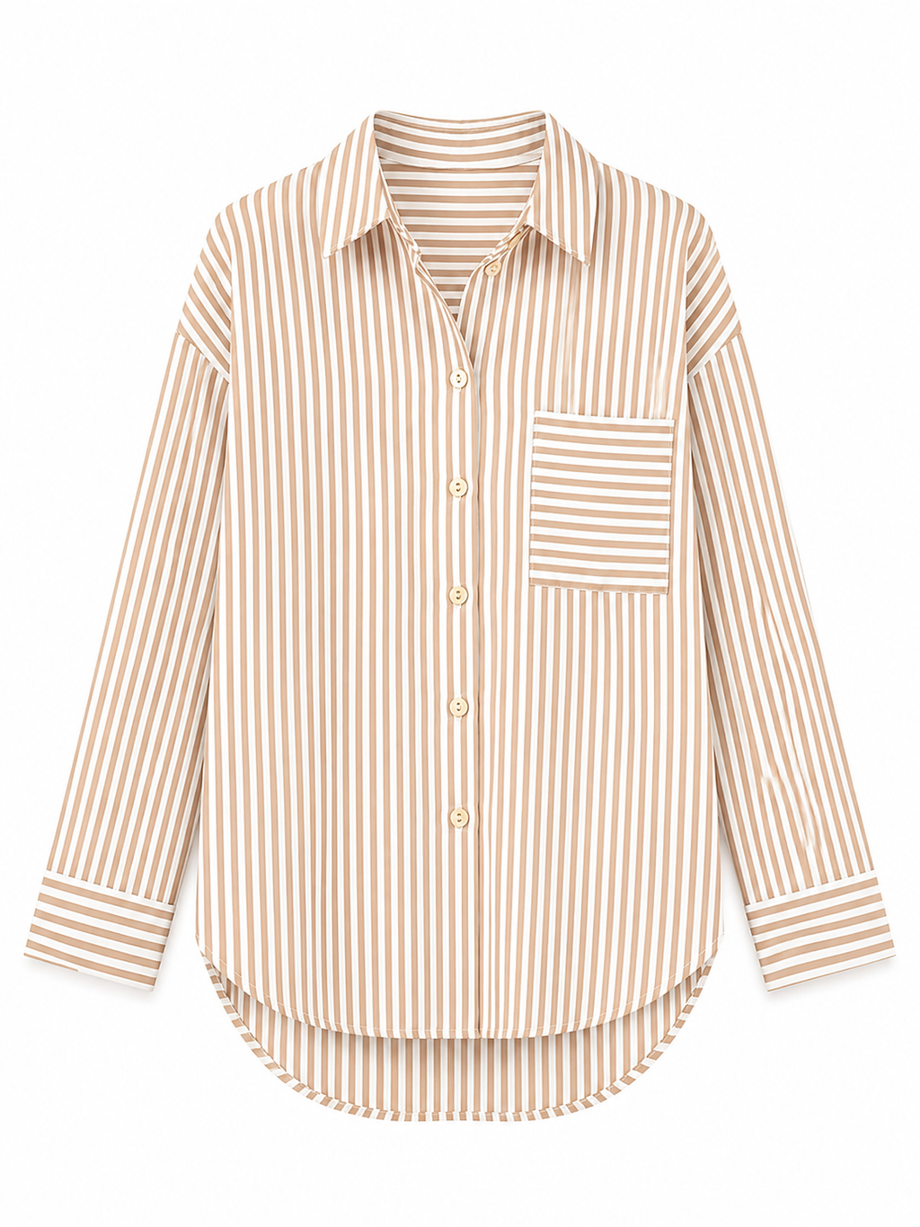 Beige Stripe Relaxed Fit Pocket Shirt