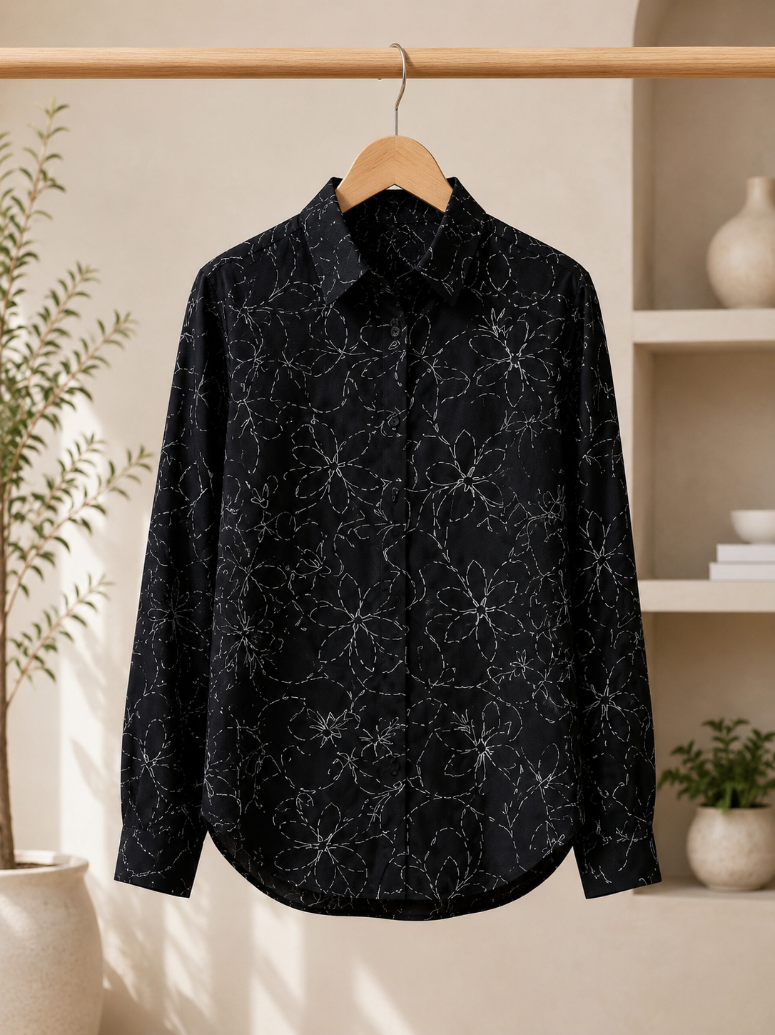 Black Petal Sketch Shirt