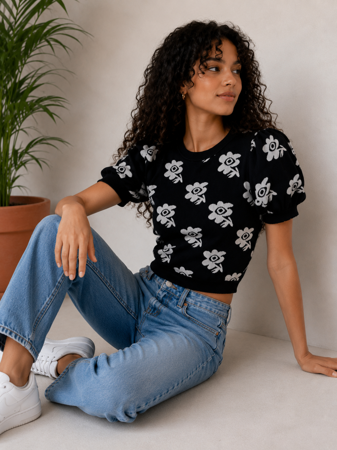 Midnight Bloom Knit Top