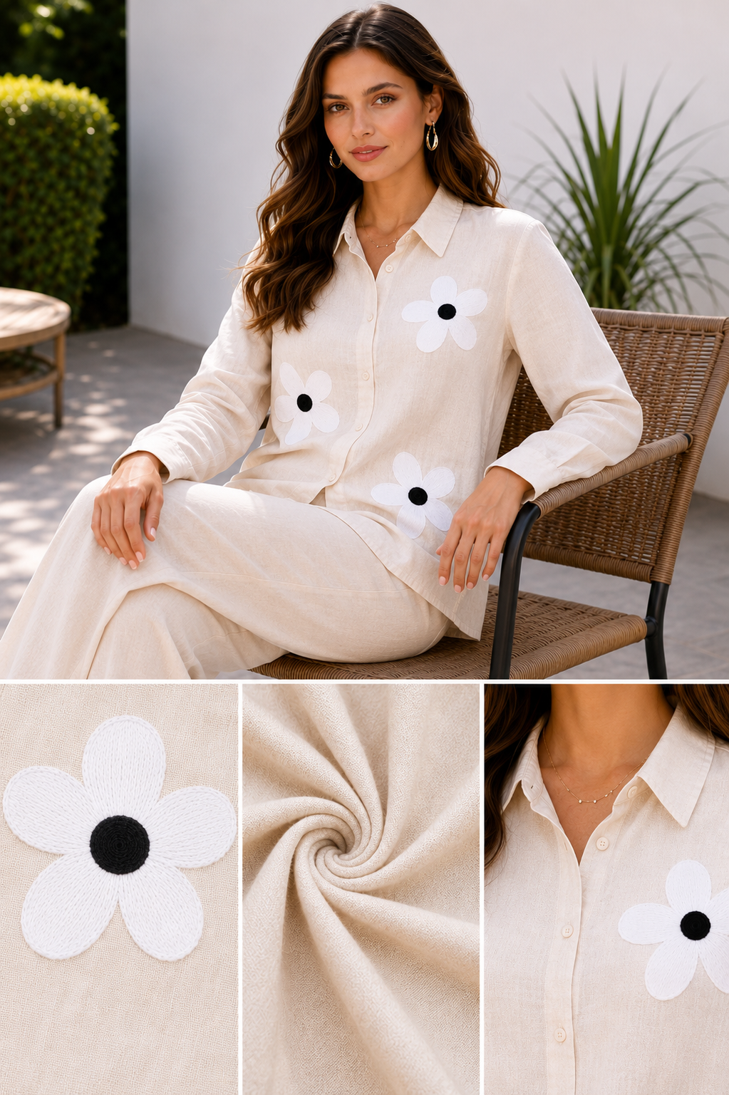Ivory Bloom Rayon Co-Ord Set
