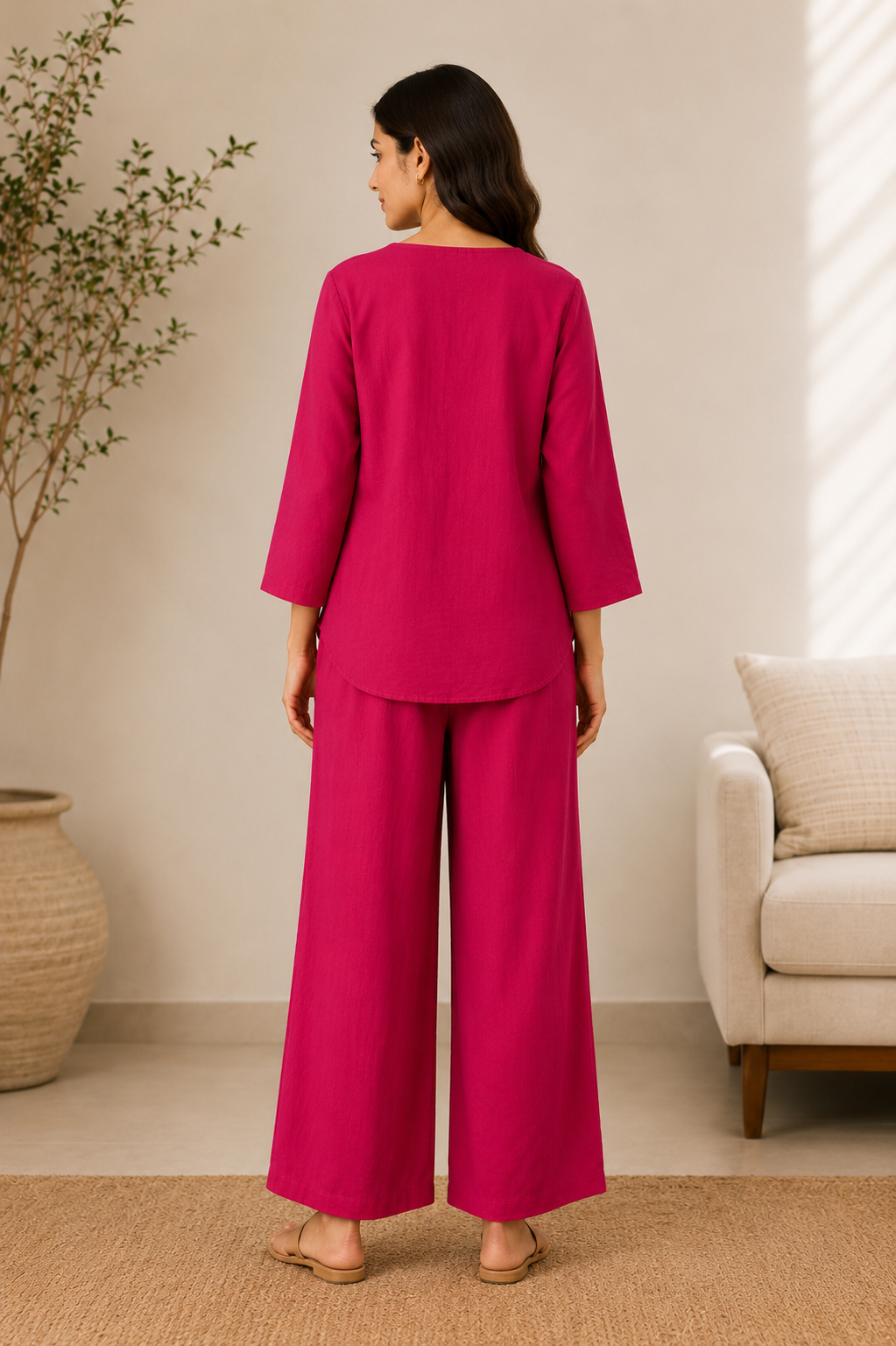 Ruby Crinkle Rayon Co-ord Set