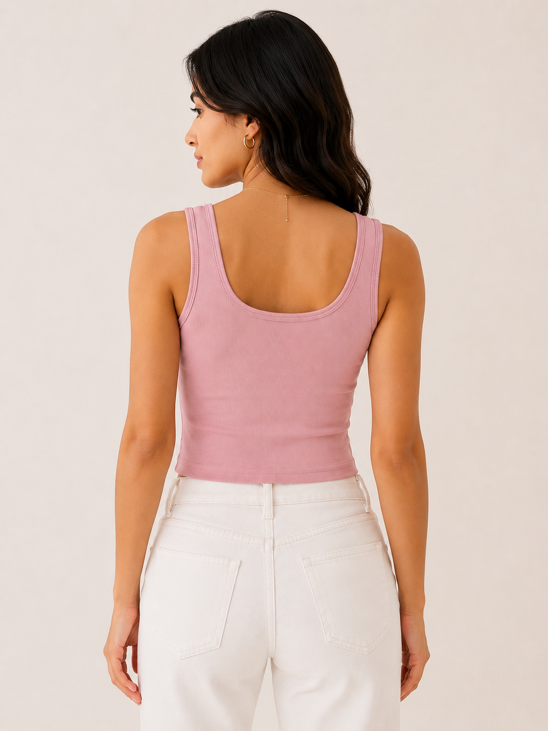 Blush Ribbed Scoop Neck Crop Tank