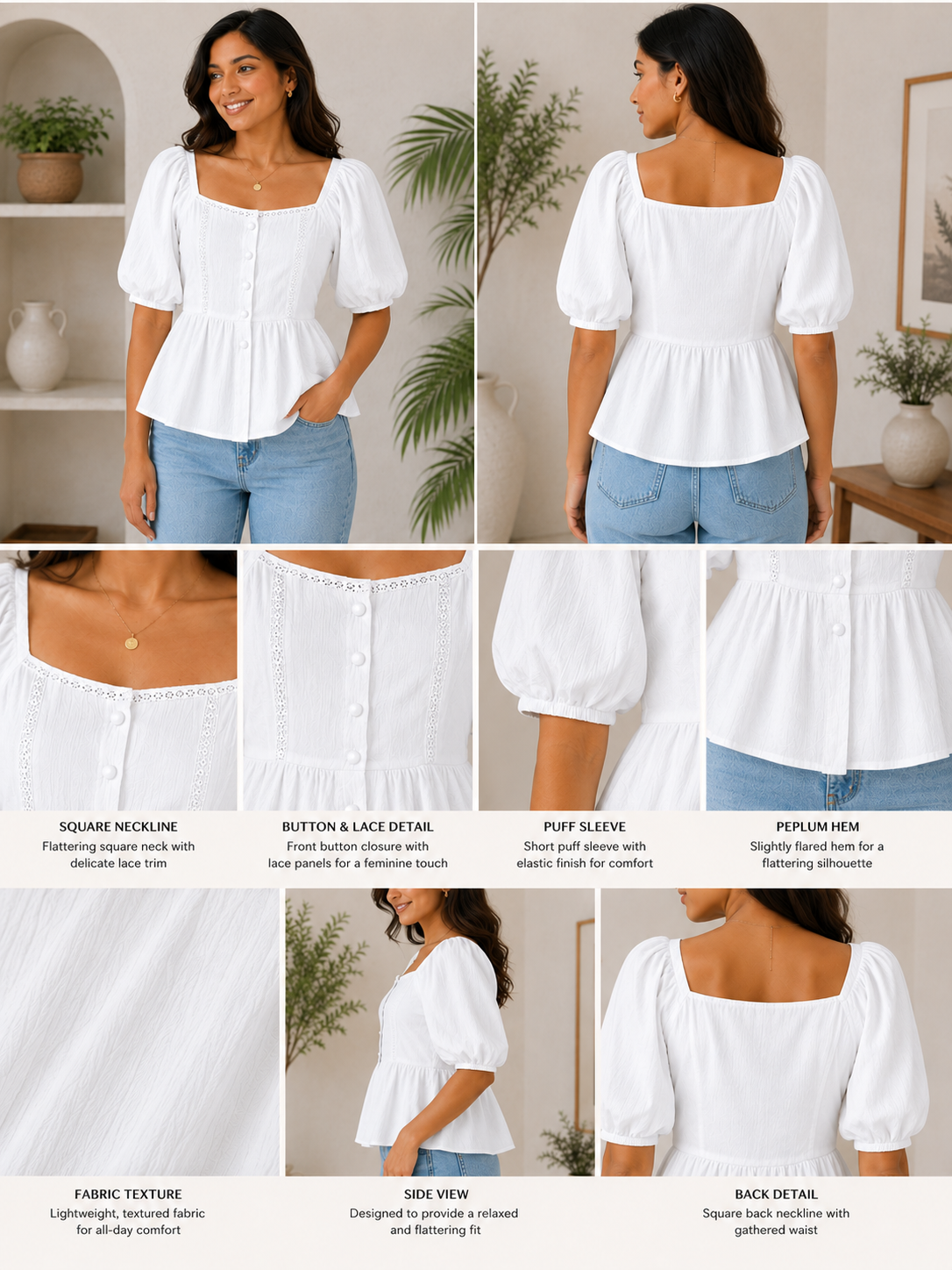 Dewdrop Charm Paplum Top