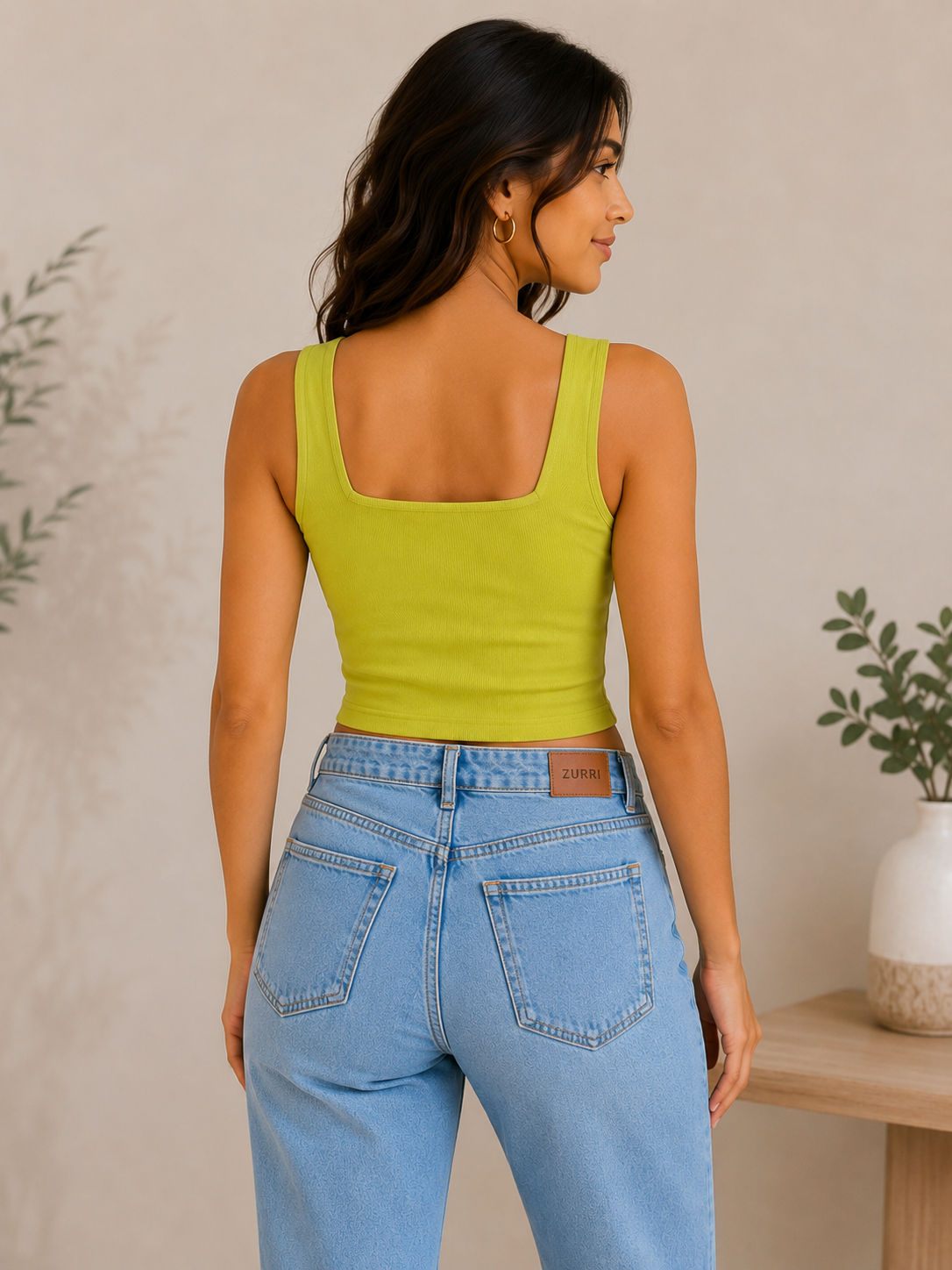 Lime Zest Ribbed Crop Tank