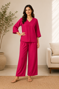 Ruby Crinkle Rayon Co-ord Set